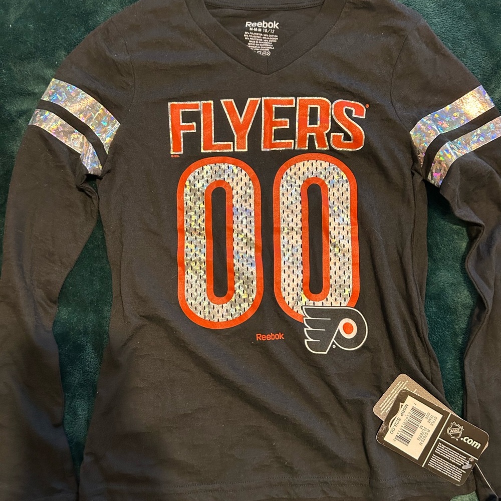 NHL Black Shirt with Orange and White Logo